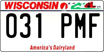 WI license plate 031PMF