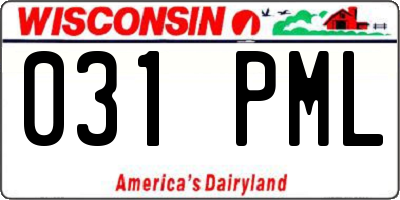 WI license plate 031PML