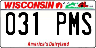 WI license plate 031PMS
