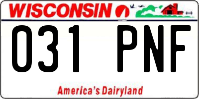 WI license plate 031PNF