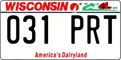 WI license plate 031PRT