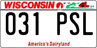 WI license plate 031PSL