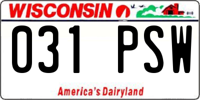 WI license plate 031PSW
