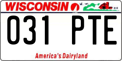 WI license plate 031PTE