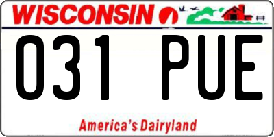 WI license plate 031PUE