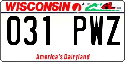 WI license plate 031PWZ