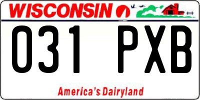 WI license plate 031PXB