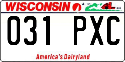 WI license plate 031PXC