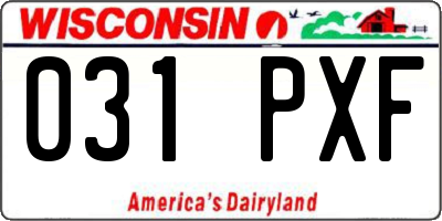 WI license plate 031PXF