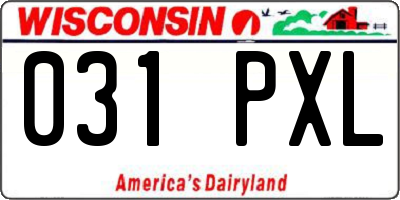 WI license plate 031PXL