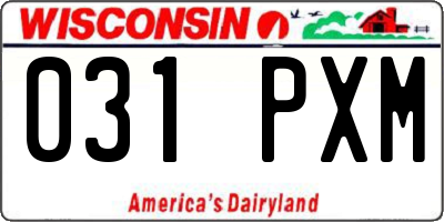 WI license plate 031PXM