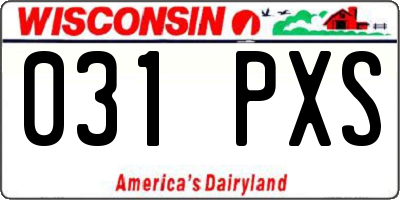 WI license plate 031PXS