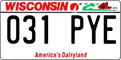 WI license plate 031PYE