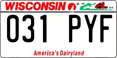 WI license plate 031PYF
