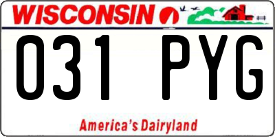 WI license plate 031PYG