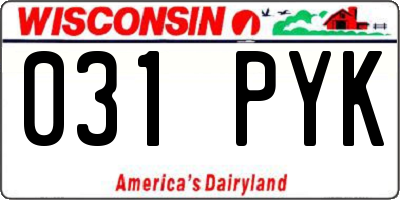 WI license plate 031PYK