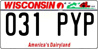 WI license plate 031PYP