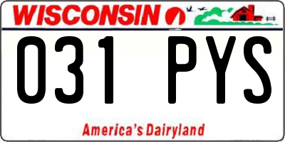 WI license plate 031PYS