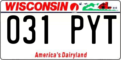 WI license plate 031PYT