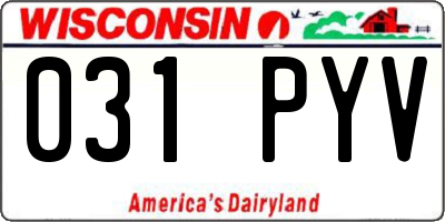 WI license plate 031PYV