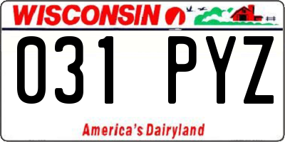 WI license plate 031PYZ