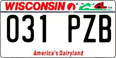 WI license plate 031PZB