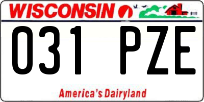 WI license plate 031PZE