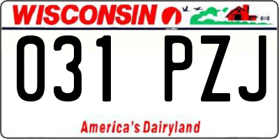 WI license plate 031PZJ