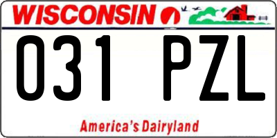 WI license plate 031PZL
