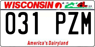 WI license plate 031PZM