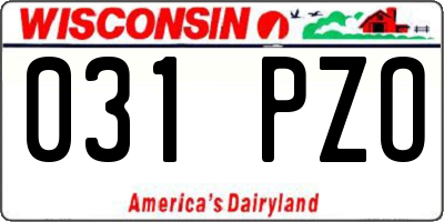 WI license plate 031PZO