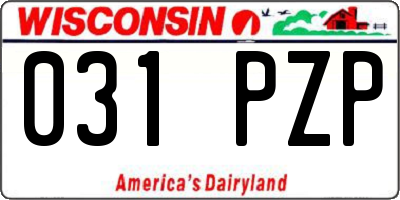 WI license plate 031PZP