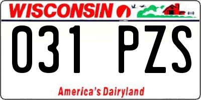 WI license plate 031PZS