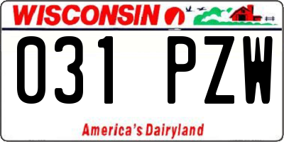 WI license plate 031PZW