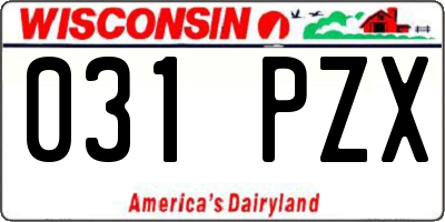 WI license plate 031PZX