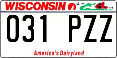 WI license plate 031PZZ