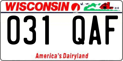 WI license plate 031QAF