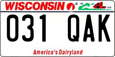 WI license plate 031QAK