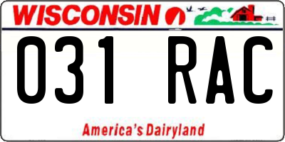 WI license plate 031RAC