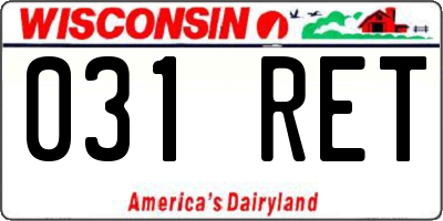 WI license plate 031RET