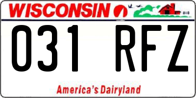 WI license plate 031RFZ