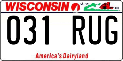 WI license plate 031RUG
