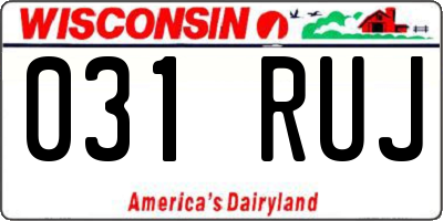 WI license plate 031RUJ