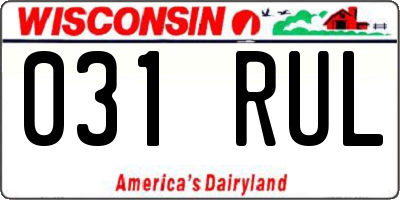 WI license plate 031RUL