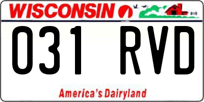 WI license plate 031RVD