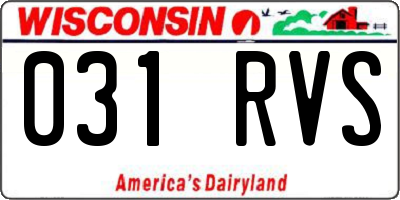 WI license plate 031RVS