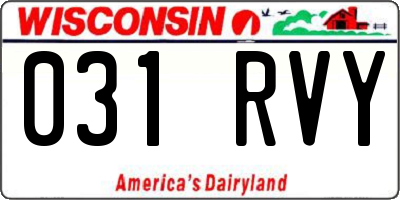 WI license plate 031RVY