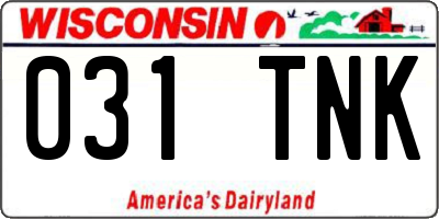 WI license plate 031TNK