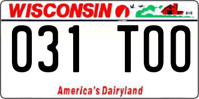 WI license plate 031TOO