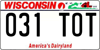 WI license plate 031TOT